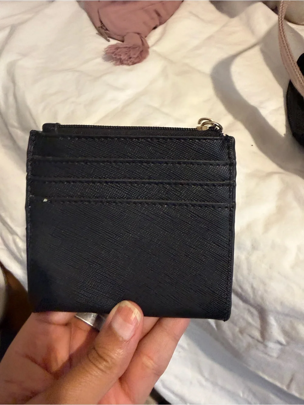 Anne Klein Textured Leather Wallet with Gold Button
